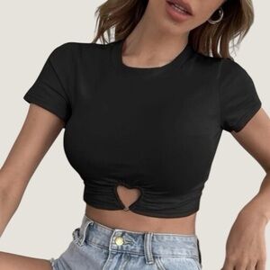 4/$16 | Shein | Cropped Tee | Heart Cutout Detail